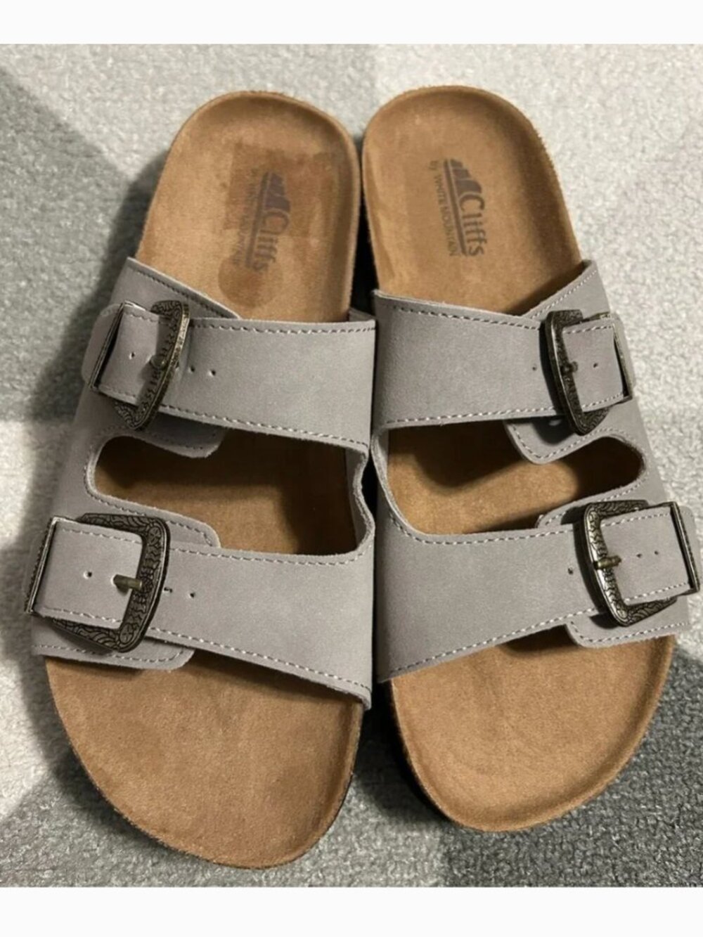 Cliffs by White‎ Mountain Faux Suede Two-Strap Slide Sandals Women's Size 11W